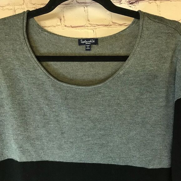 Splendid Gray Black Colorblock Poly Cashmere Blend Pullover Sweater Size S - Picture 4 of 8
